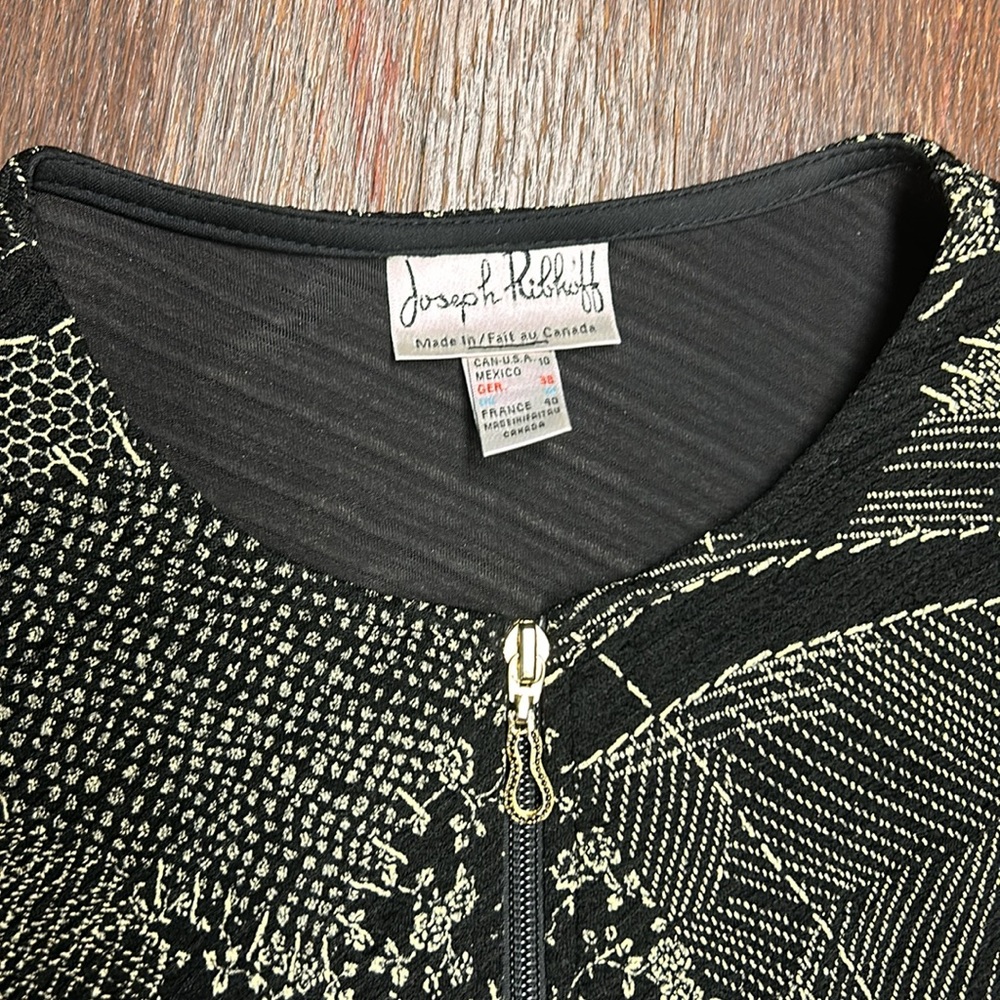 Joseph Ribkoff Abstract Geometric Patchwork Zip Jacket 10 - Picture 7 of 10